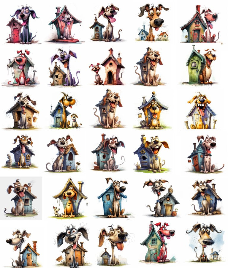 DIGITAL DOWNLOAD FILE- Crazy Dogs with houses