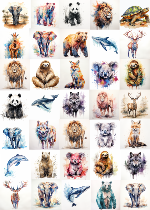 DIGITAL DOWNLOAD FILE- Watercolor Animals