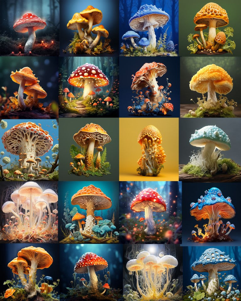 DIGITAL DOWNLOAD FILE- Whimsical Mushrooms