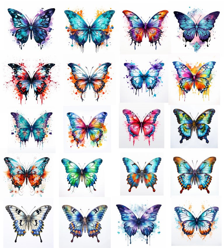 DIGITAL DOWNLOAD FILE- Watercolored butterflies