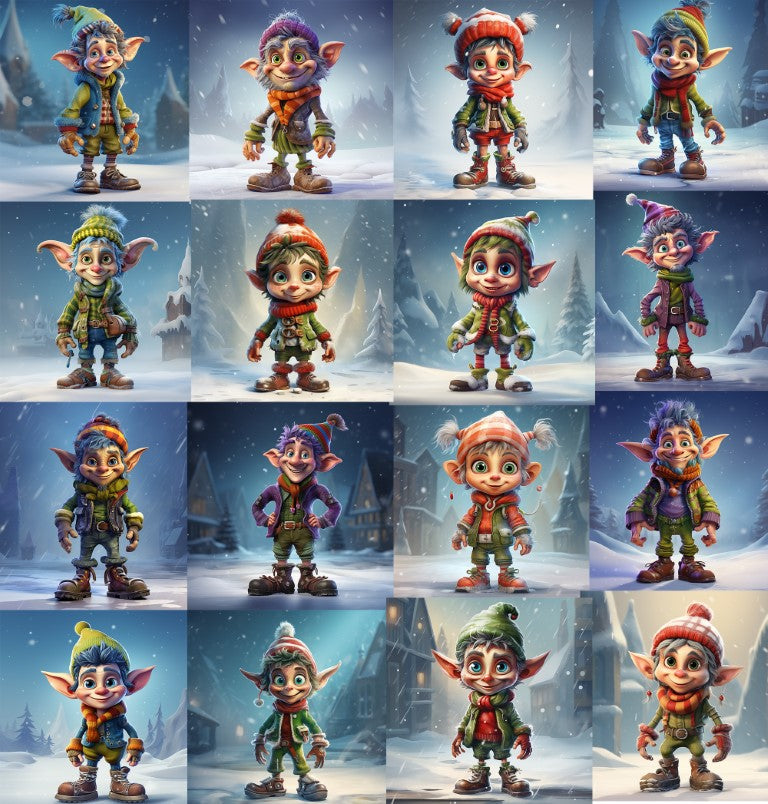 DIGITAL DOWNLOAD FILE- Whimsical Christmas Elves