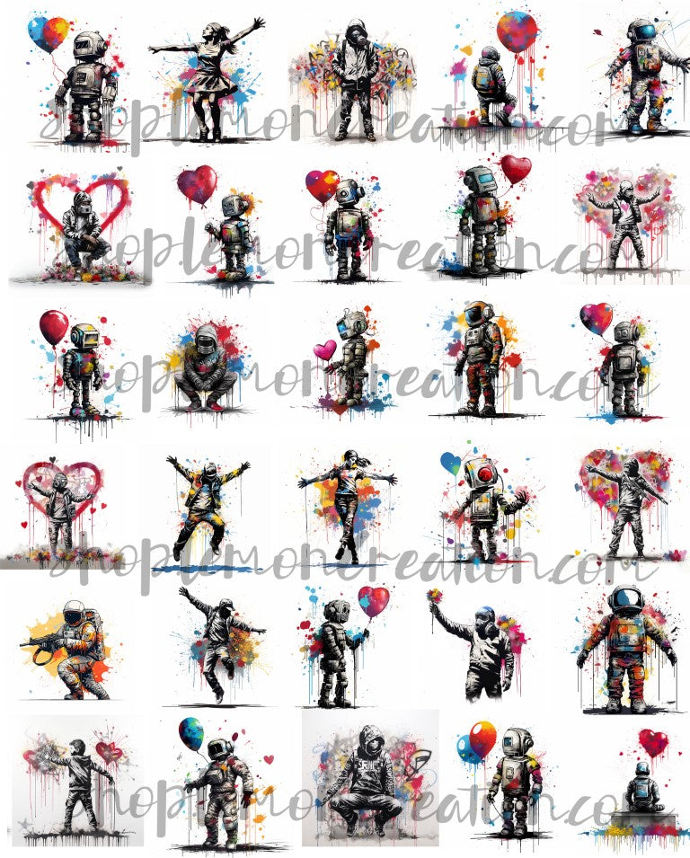 DIGITAL DOWNLOAD FILE- Rainbow Graffitti Robots and Else