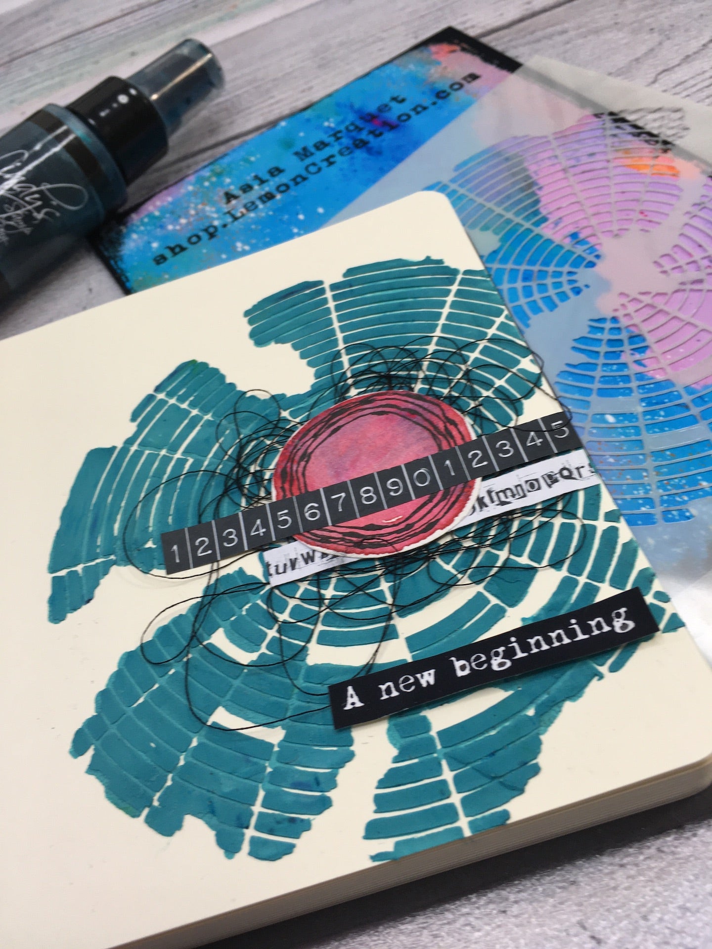 Mixed media stencil- BROKEN CIRCLE