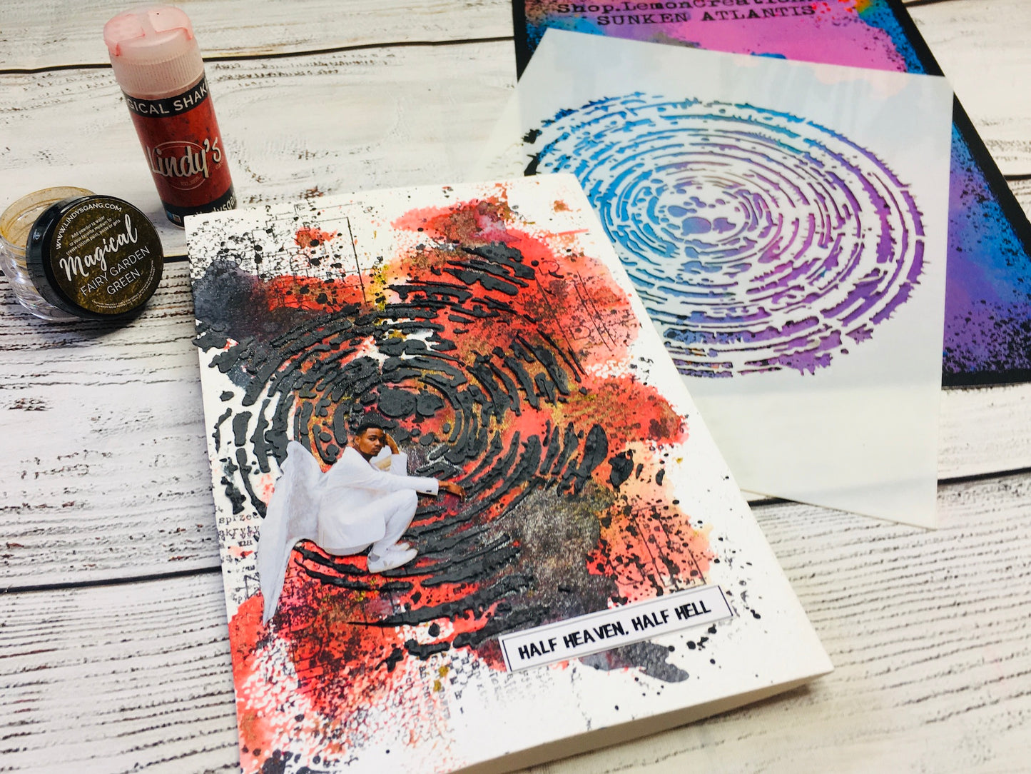 Mixed media stencil- SUNKEN ATLANTIS