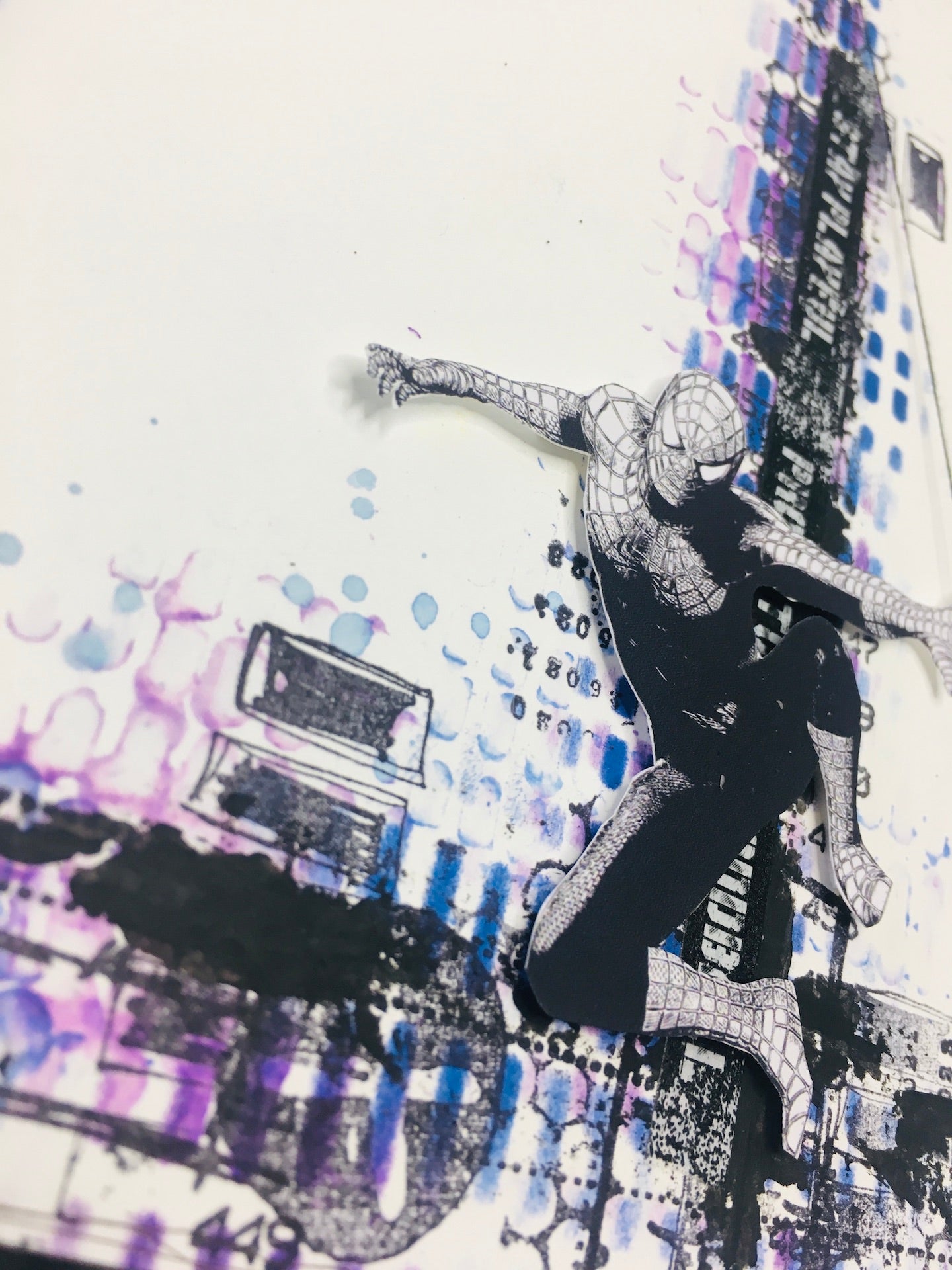 Mixed media stencil- READ BETWEEN THE LINES