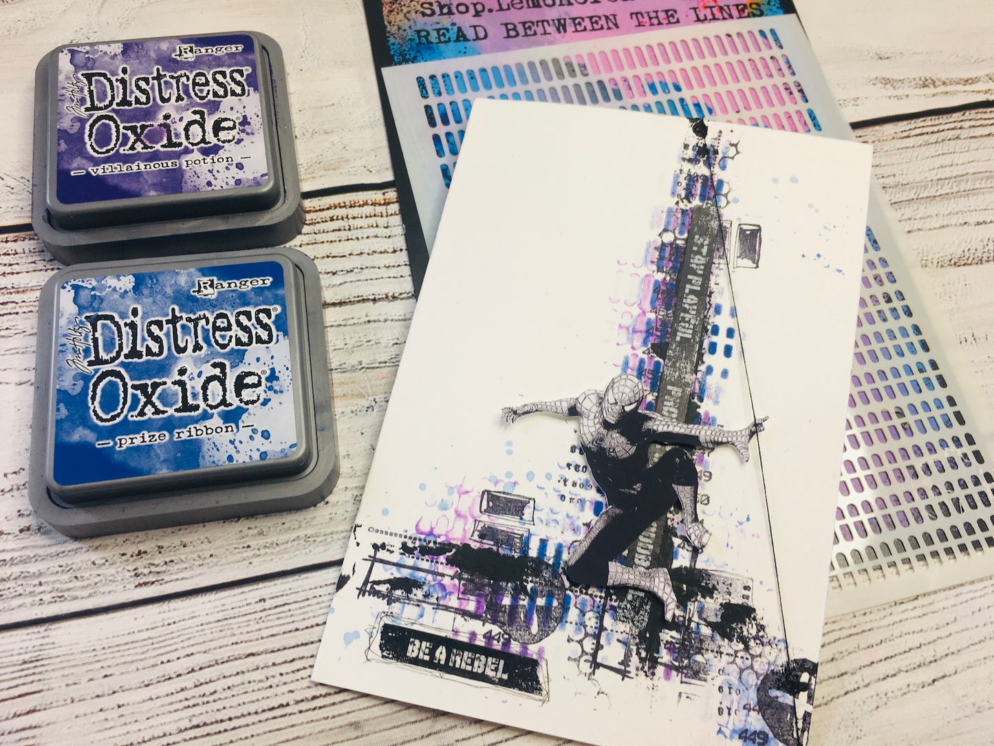 Mixed media stencil- READ BETWEEN THE LINES