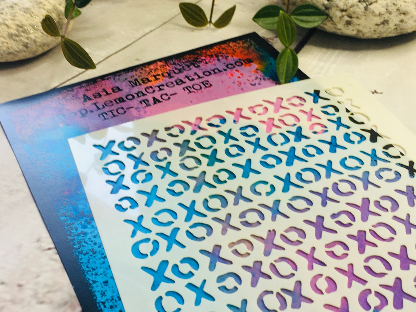 Mixed Media Stencil- TIC TAC TOE