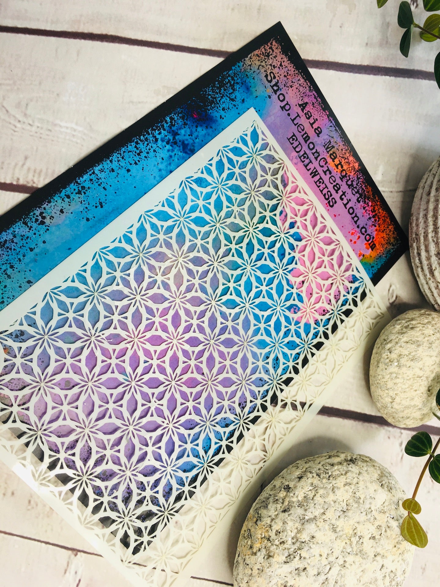 Mixed Media Stencil- EDELWEISS