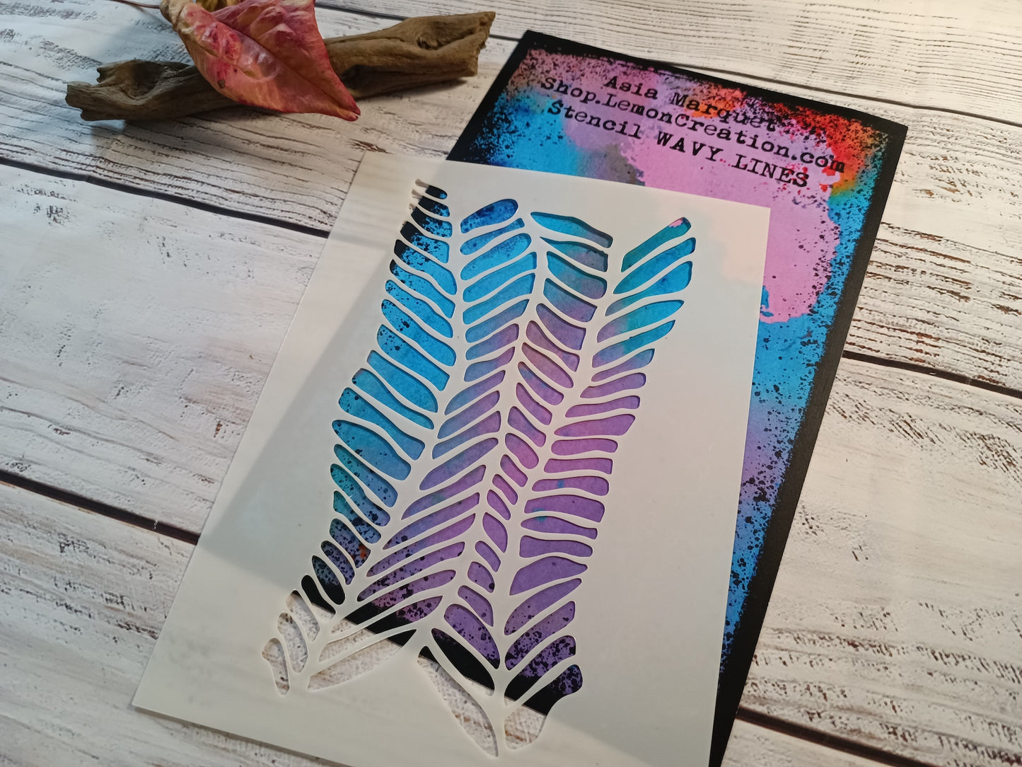 Mixed Media Stencil-  WAVY LINES