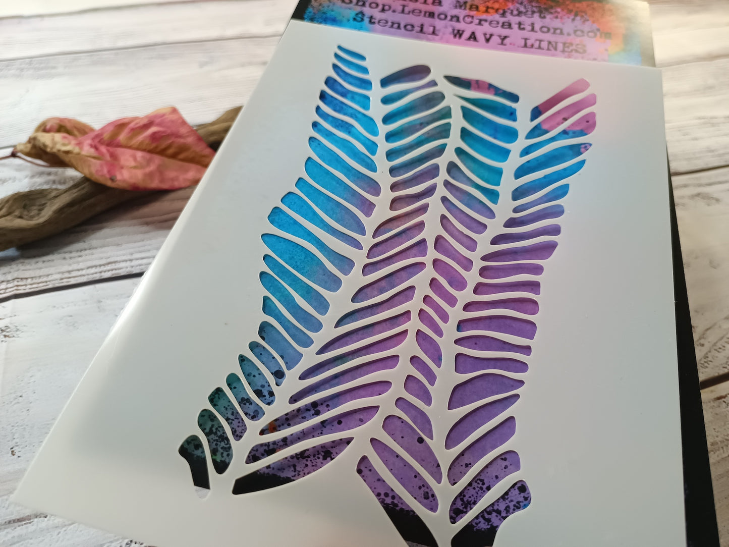 Mixed Media Stencil-  WAVY LINES