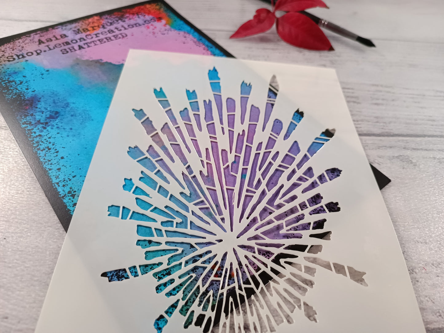Mixed media stencil- SHATTERED
