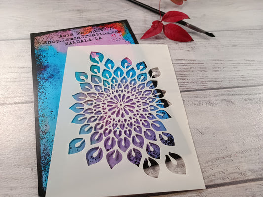Mixed media stencil- MANDALA-LA