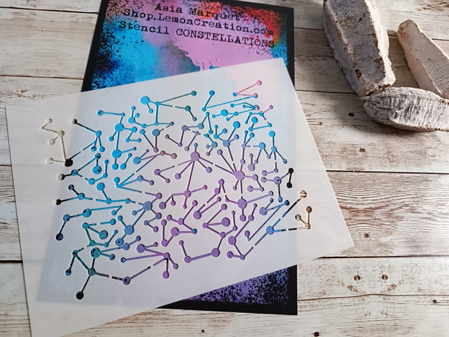 Mixed media stencil- CONSTELLATIONS