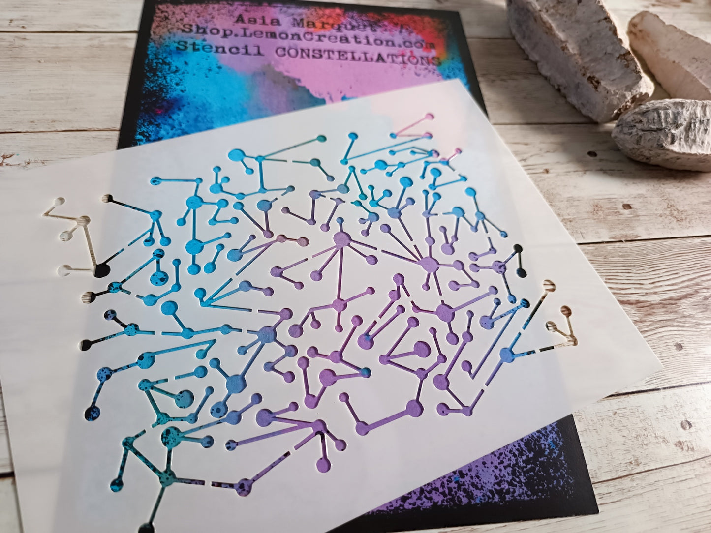 Mixed media stencil- CONSTELLATIONS
