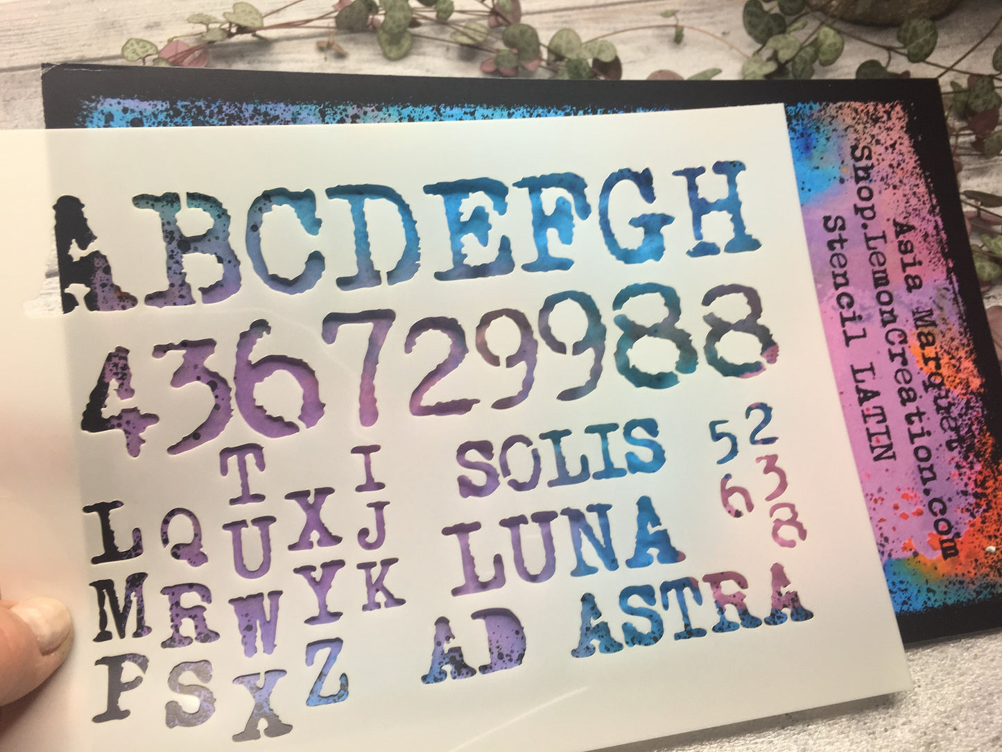 Mixed media stencil- LATIN