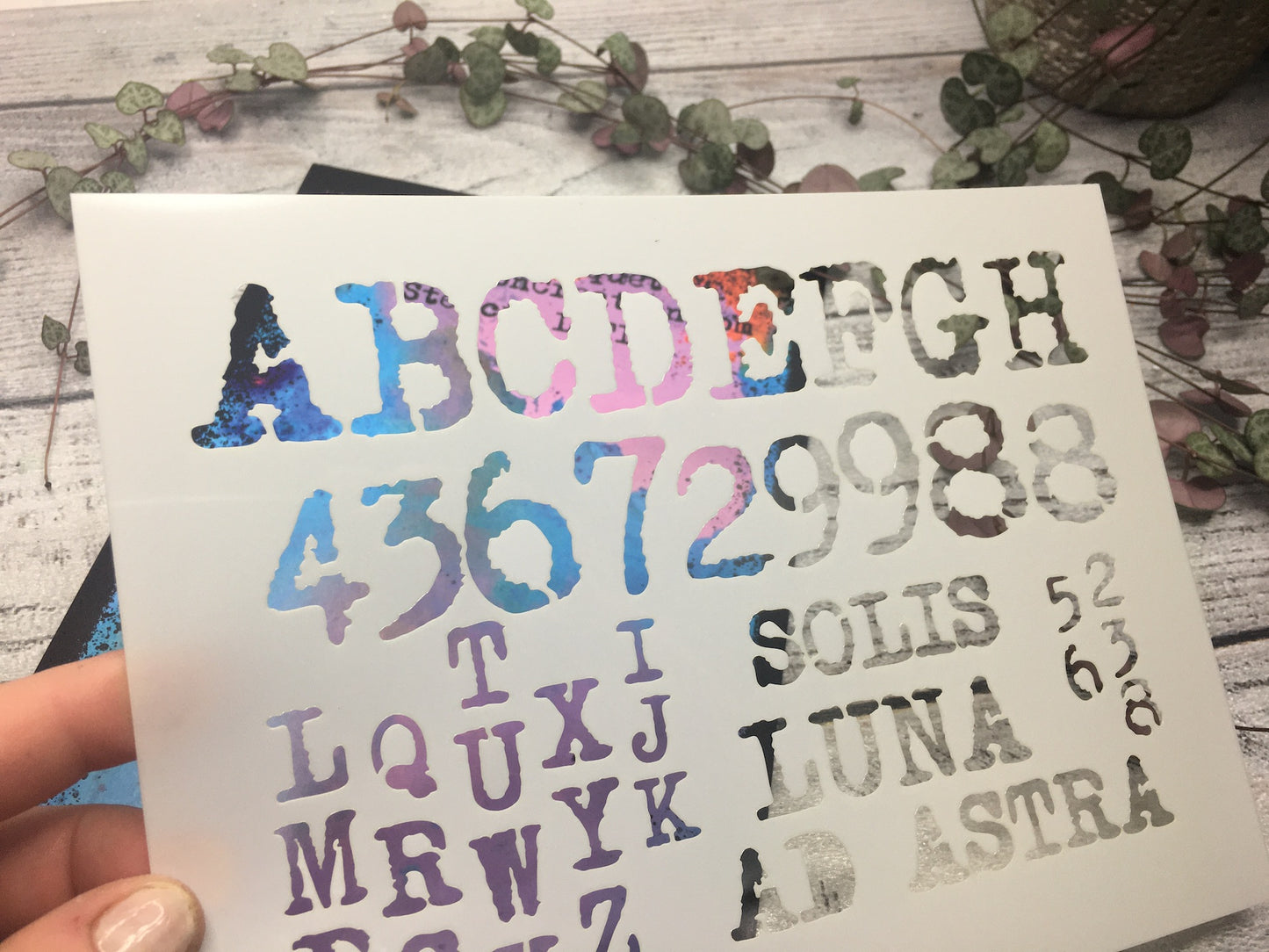 Mixed media stencil- LATIN