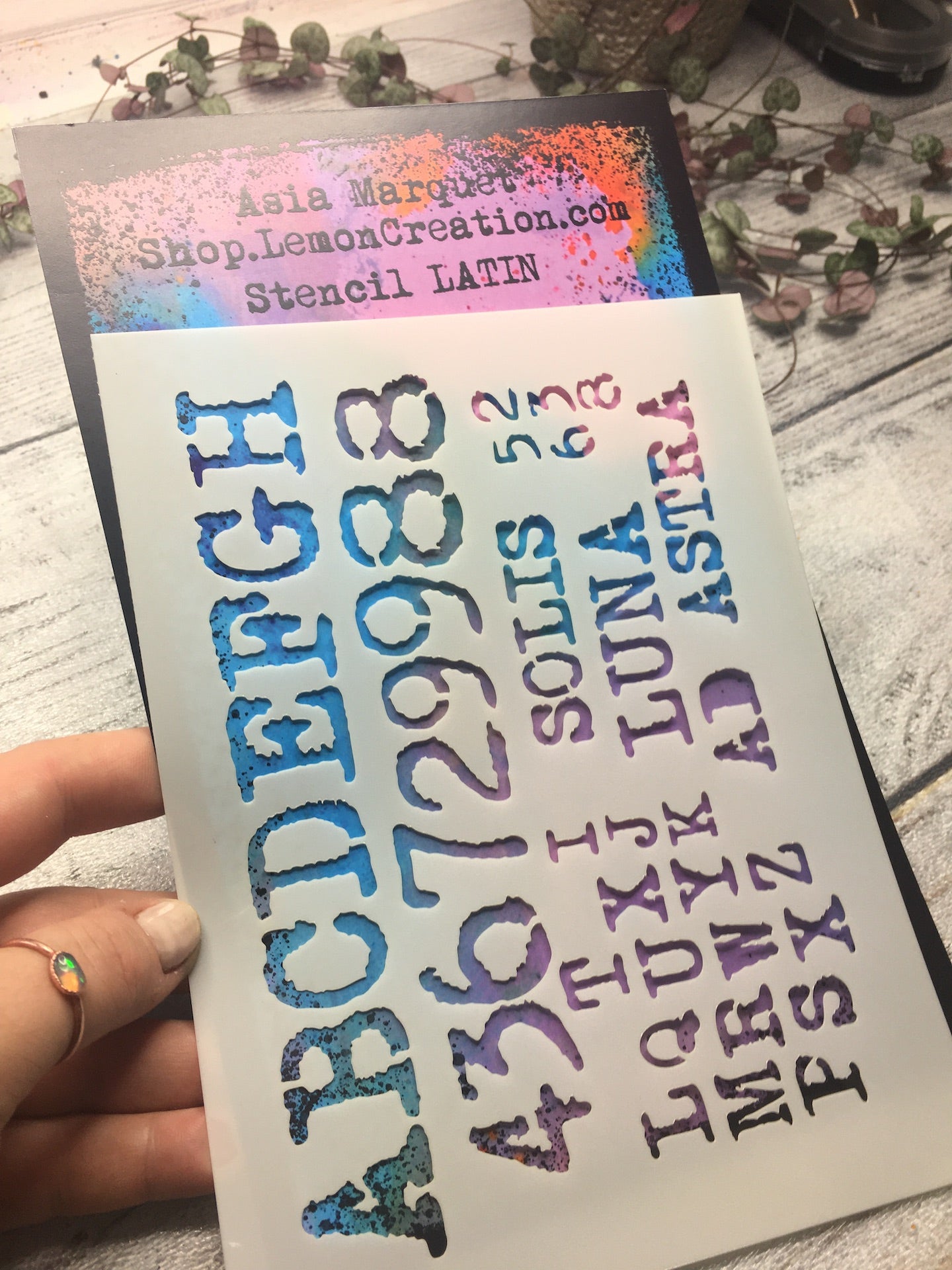 Mixed media stencil- LATIN