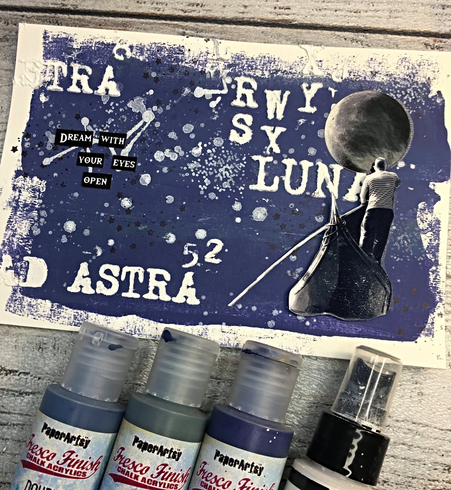 Mixed media stencil- LATIN