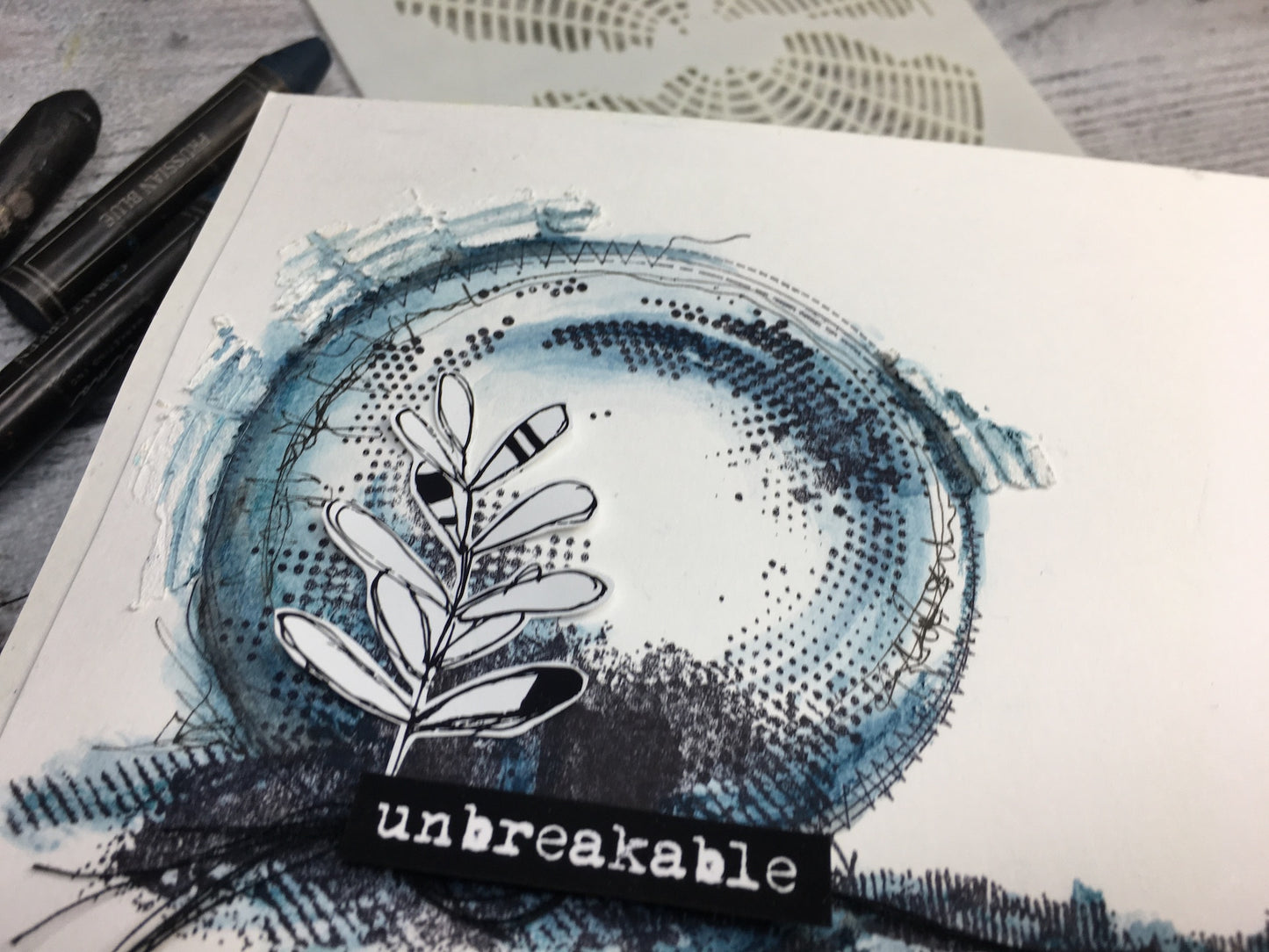 Mixed media stencil- BROKEN CIRCLE