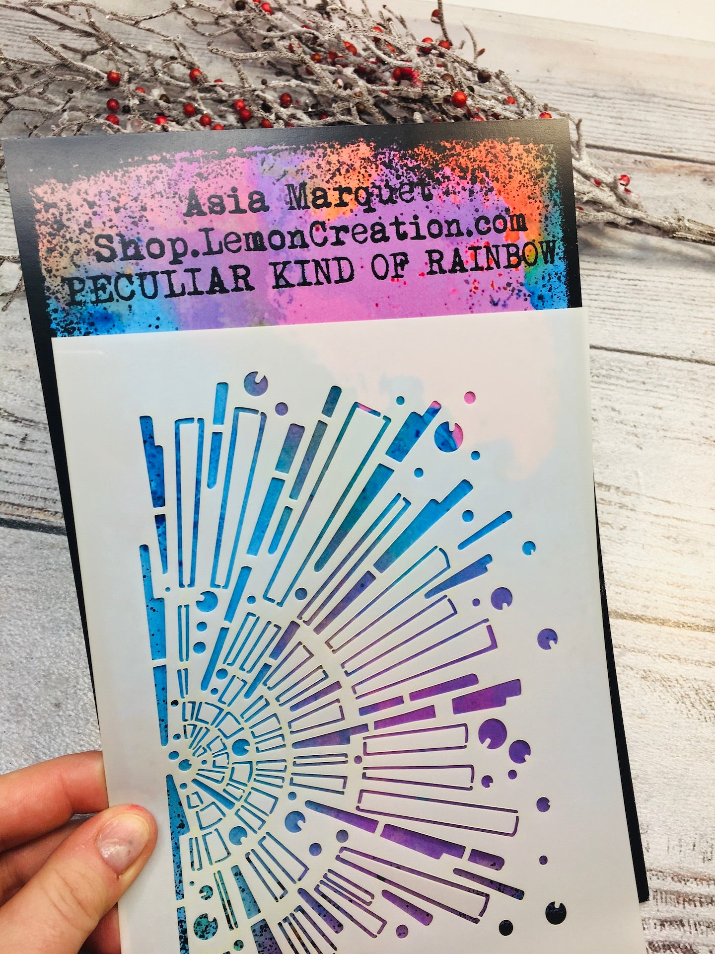 Mixed media stencil- PECULIAR KIND OF RAINBOW