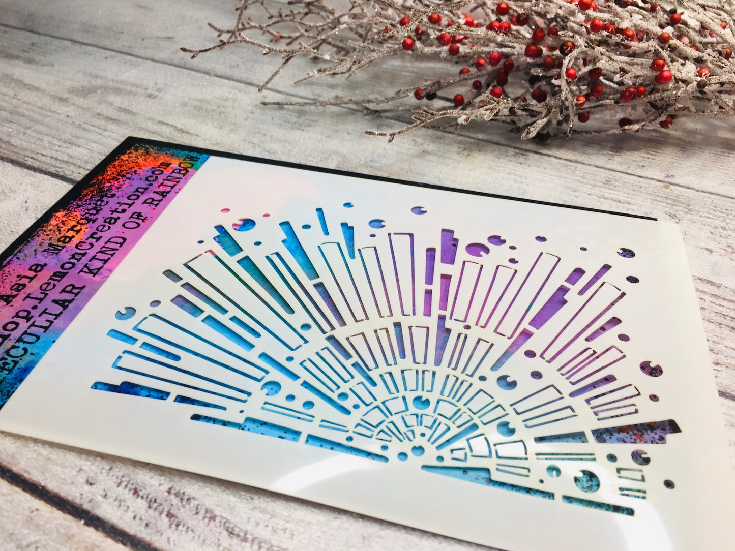 Mixed media stencil- PECULIAR KIND OF RAINBOW