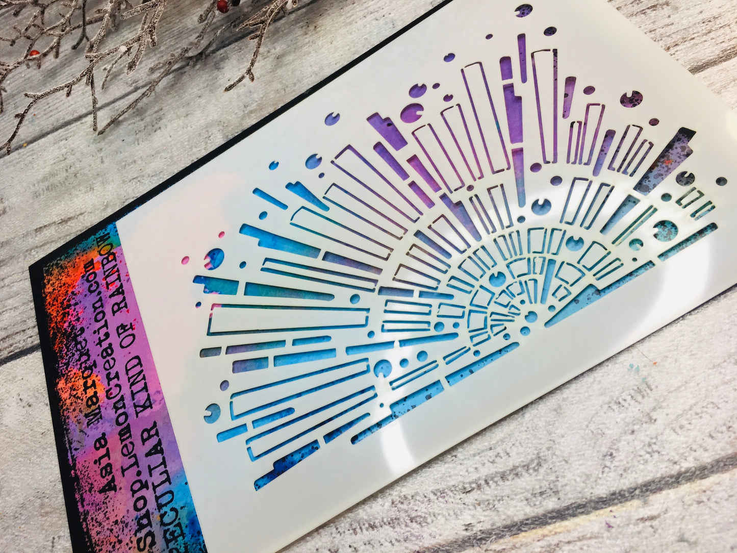 Mixed media stencil- PECULIAR KIND OF RAINBOW