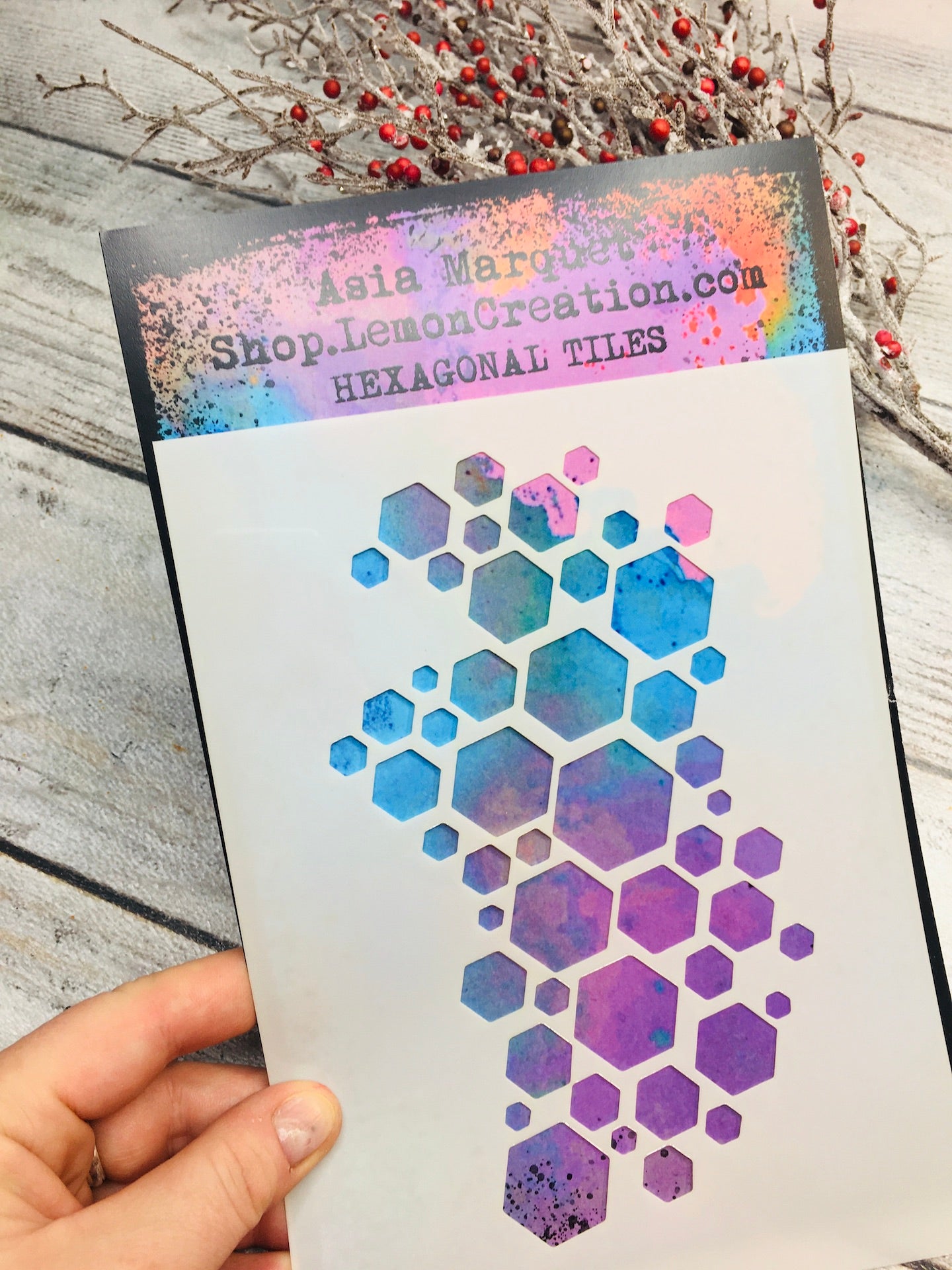 Mixed media stencil- HEXAGONAL TILES