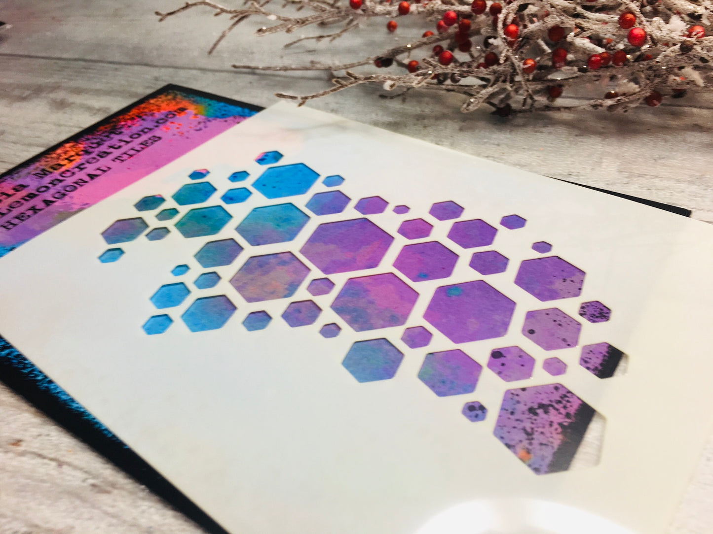 Mixed media stencil- HEXAGONAL TILES
