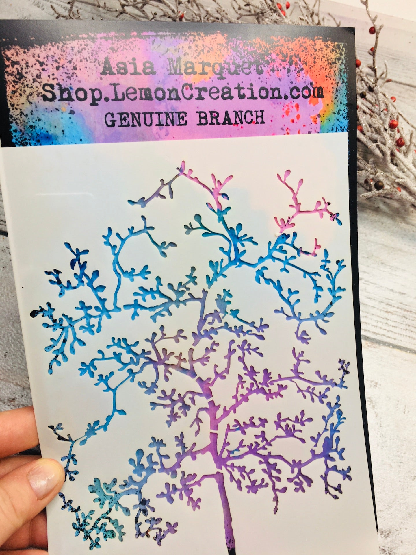 Mixed media stencil- GENUINE BRANCH