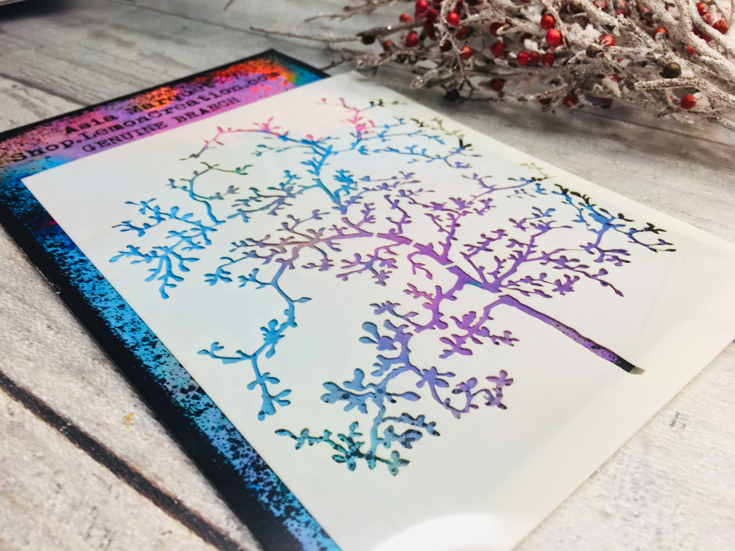 Mixed media stencil- GENUINE BRANCH