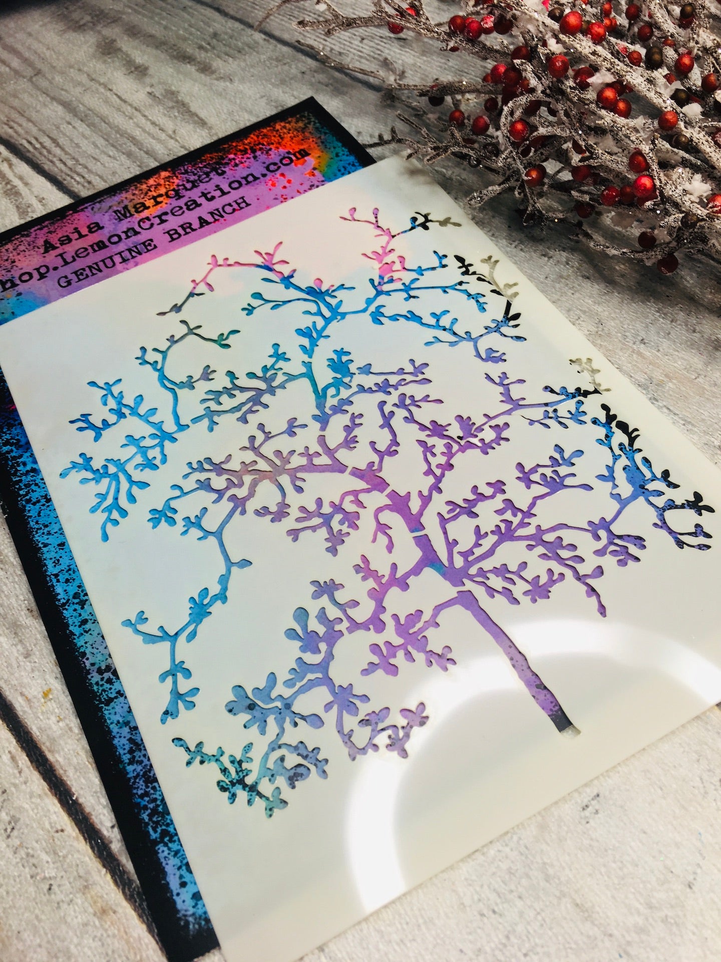 Mixed media stencil- GENUINE BRANCH