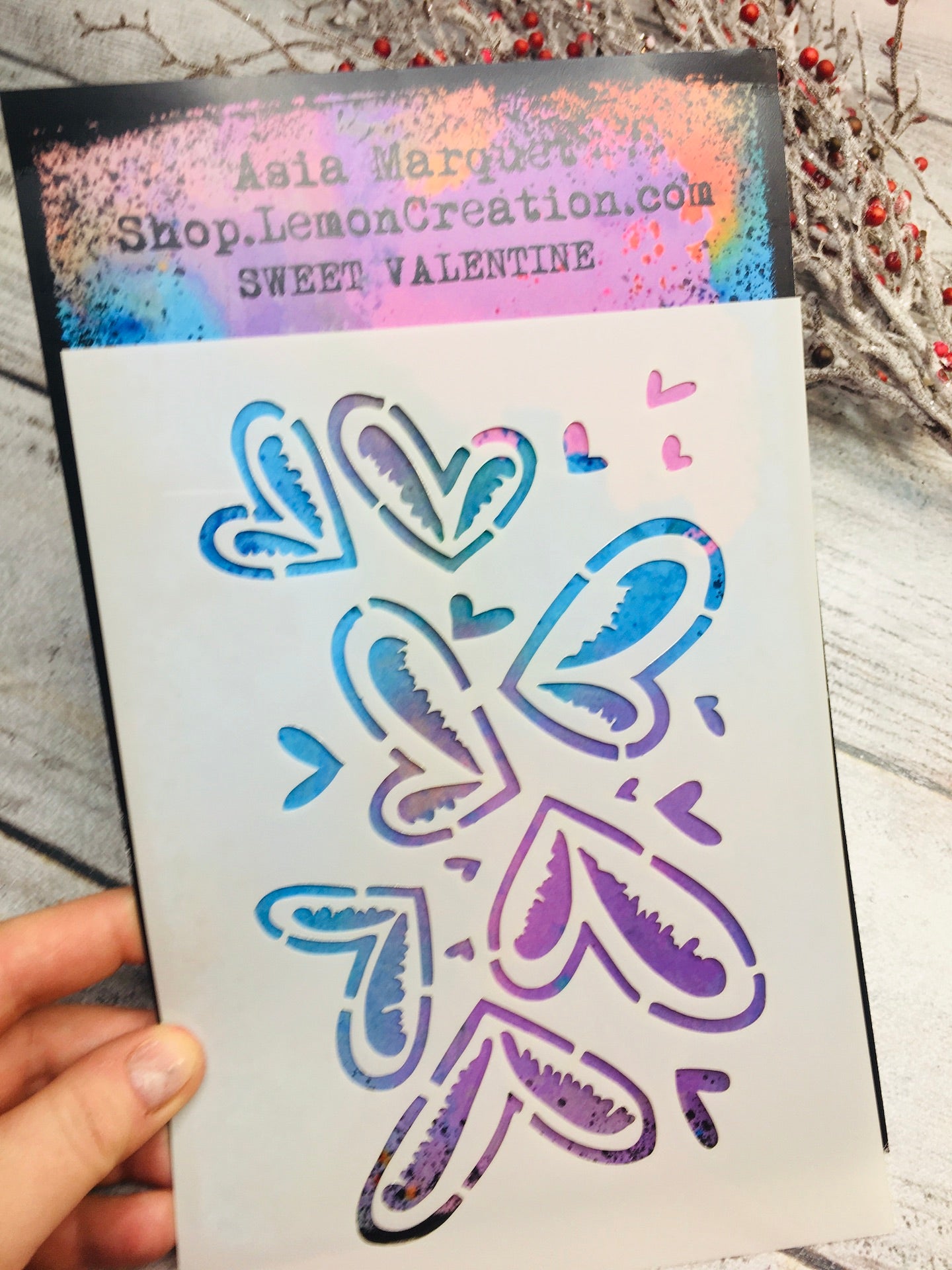 Mixed media stencil- SWEET VALENTINE