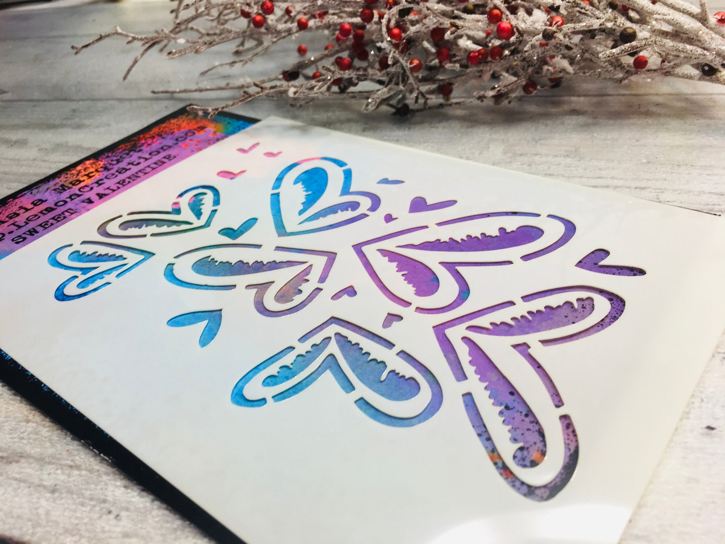 Mixed media stencil- SWEET VALENTINE