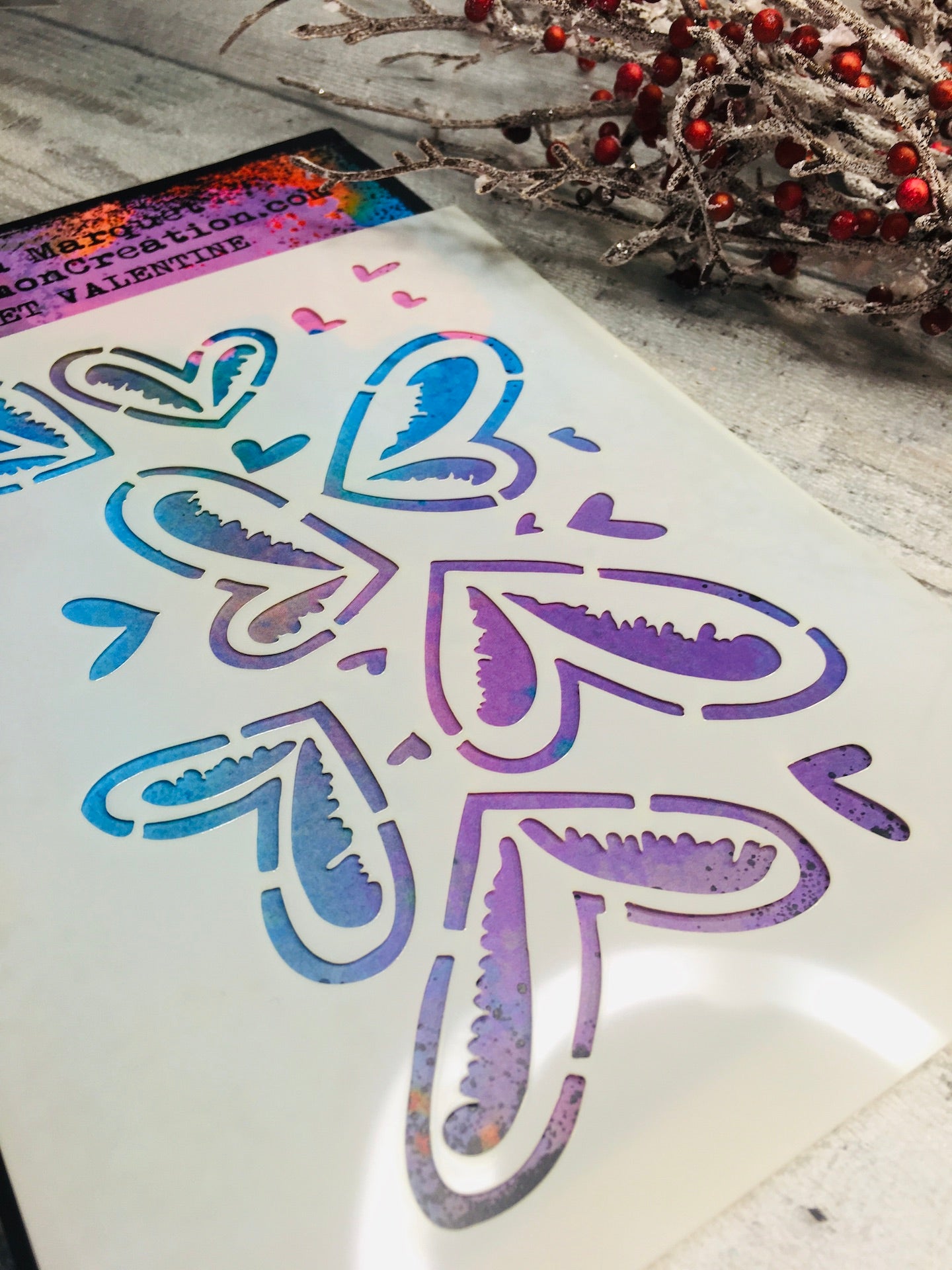 Mixed media stencil- SWEET VALENTINE