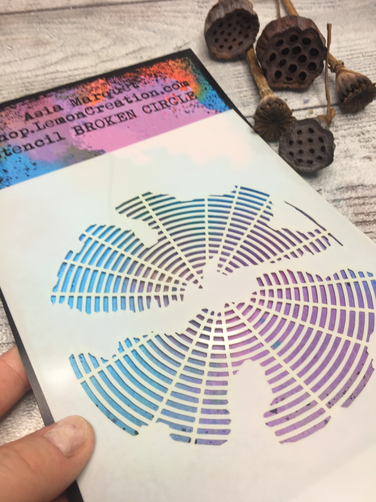 Mixed media stencil- BROKEN CIRCLE
