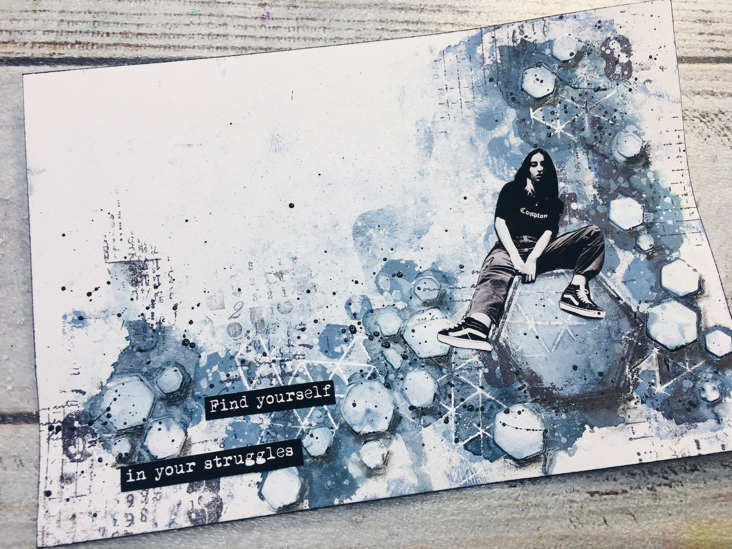 Mixed media stencil- HEXAGONAL TILES