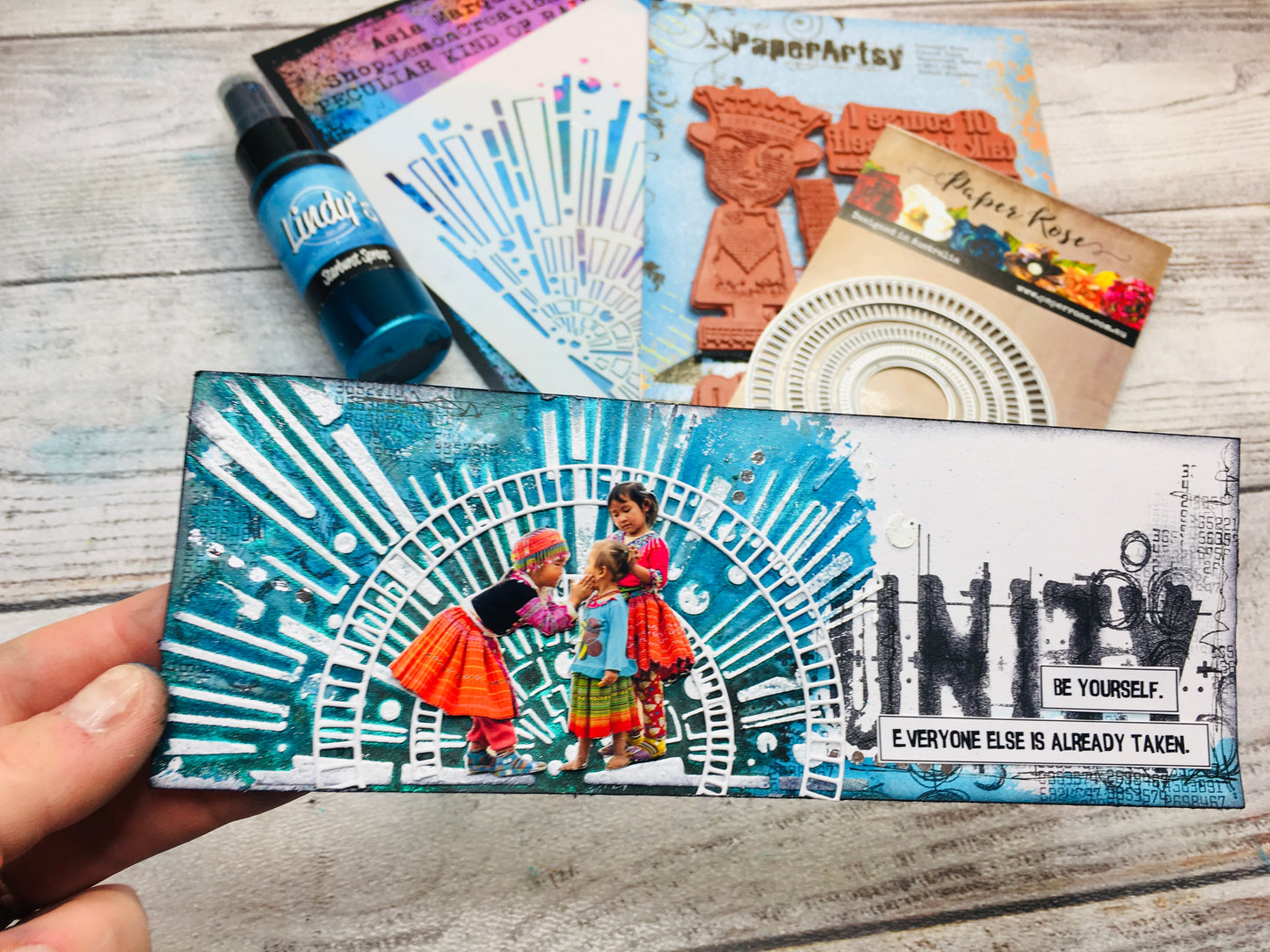 Mixed media stencil- PECULIAR KIND OF RAINBOW