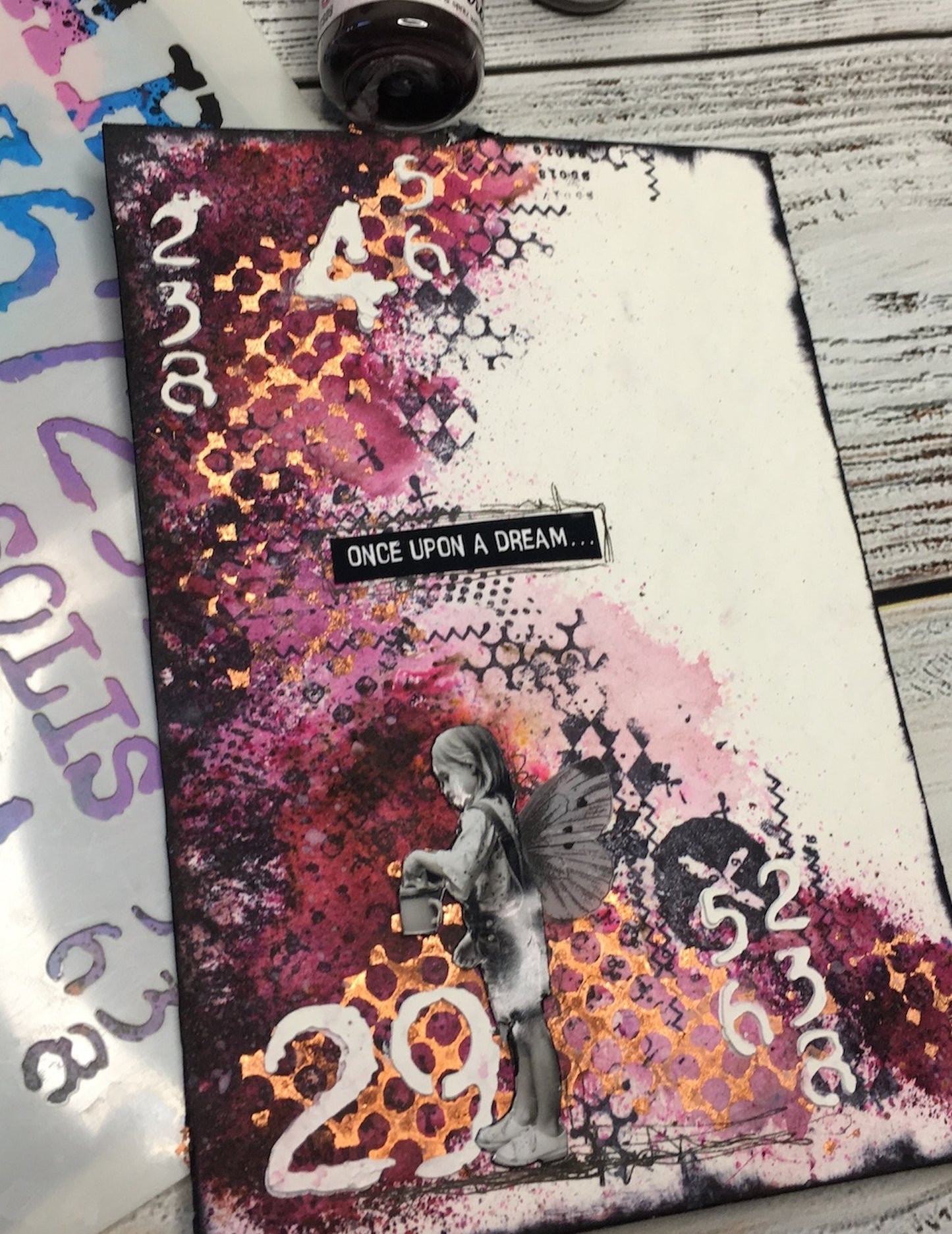 Mixed media stencil- LATIN