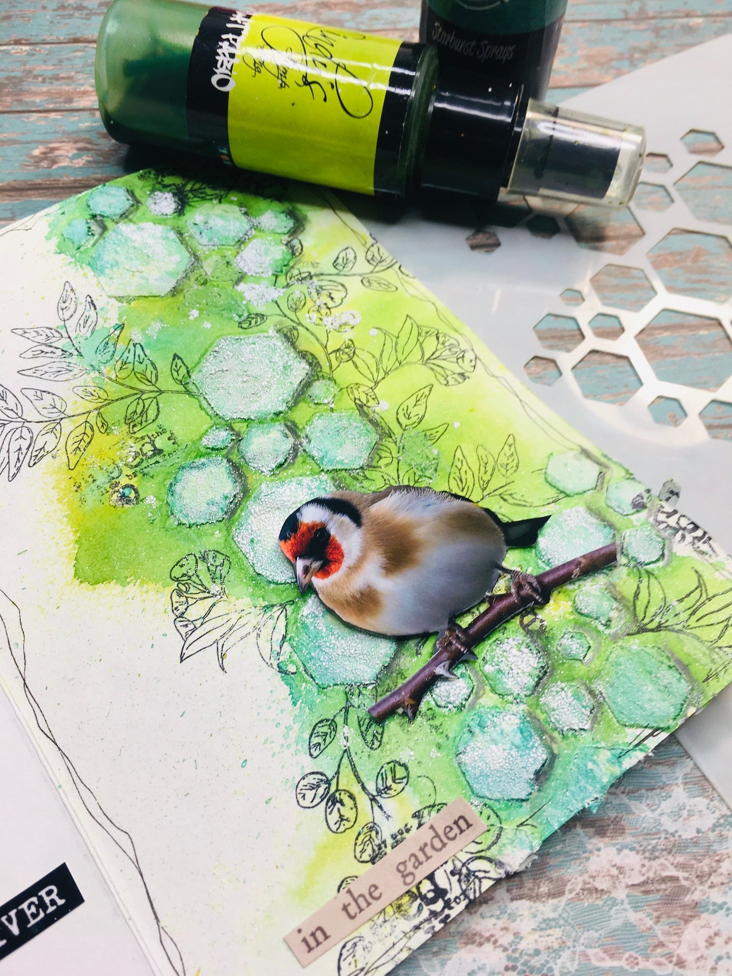 Mixed media stencil- HEXAGONAL TILES