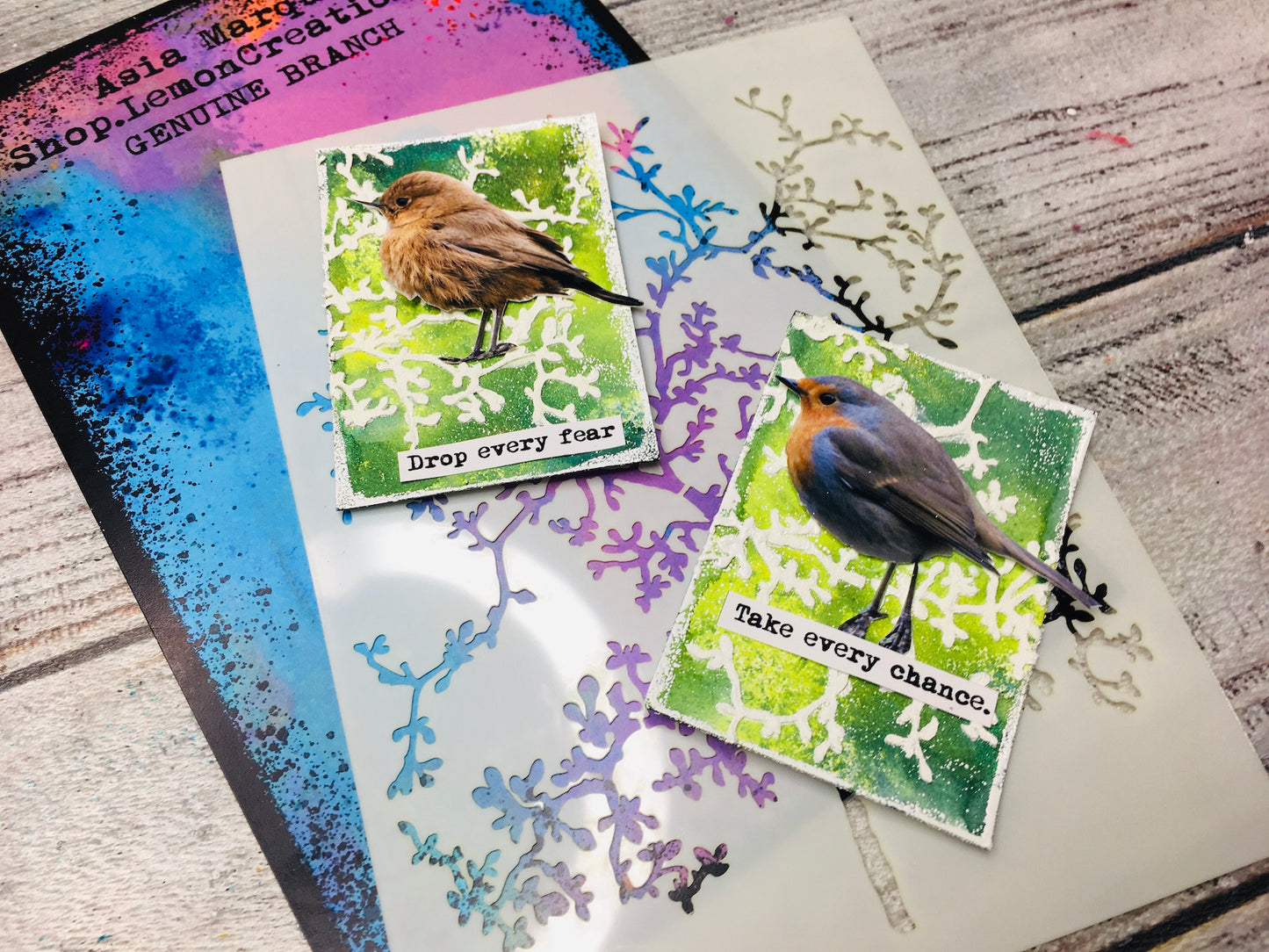 Mixed media stencil- GENUINE BRANCH