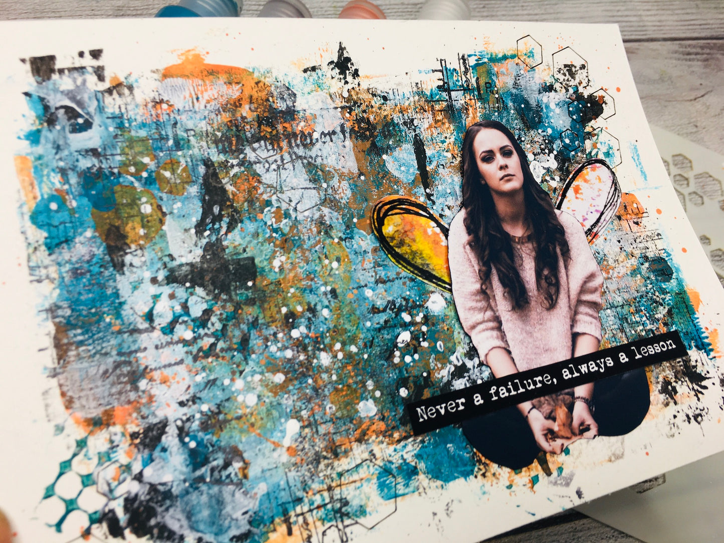 Mixed media stencil- HEXAGONAL TILES