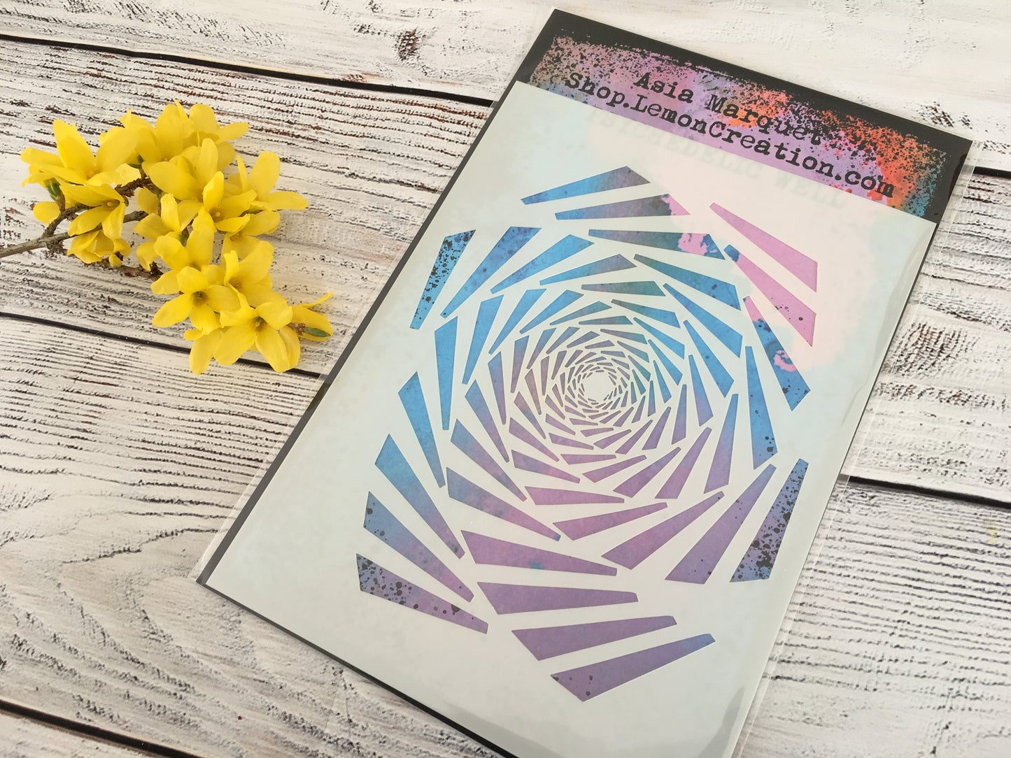 Mixed media stencil- PSYCHEDELIC WELL