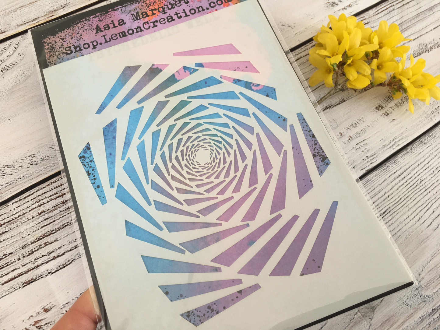 Mixed media stencil- PSYCHEDELIC WELL