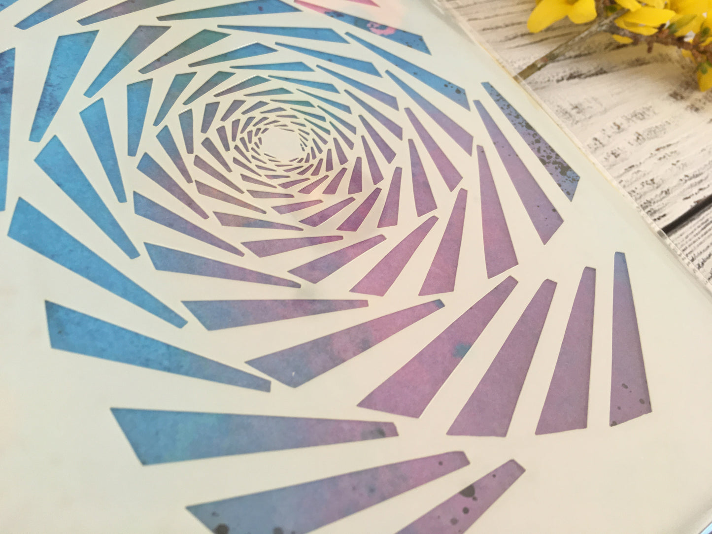 Mixed media stencil- PSYCHEDELIC WELL