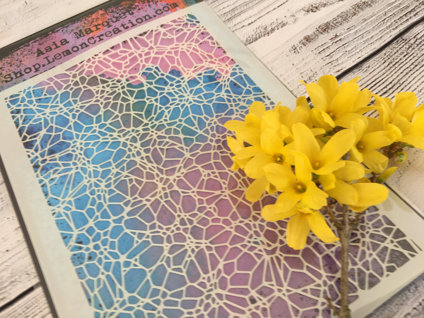 Mixed media stencil- ENTANGLED WORLD