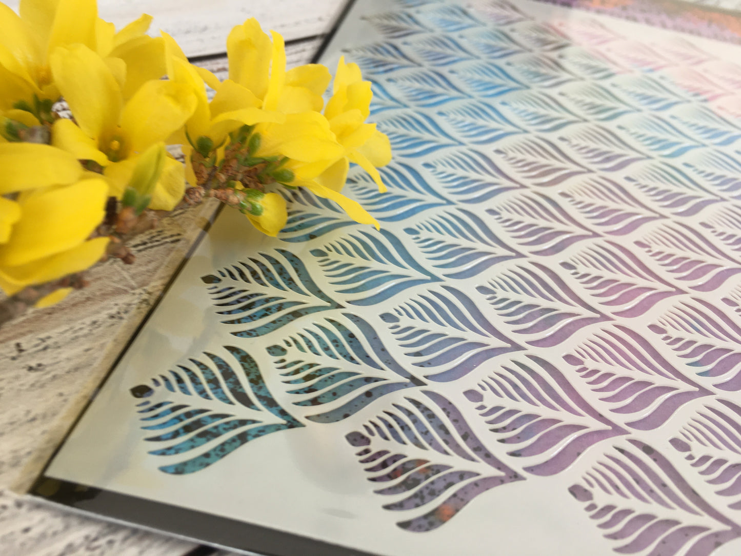 Mixed media stencil- SPRING BLOOMING