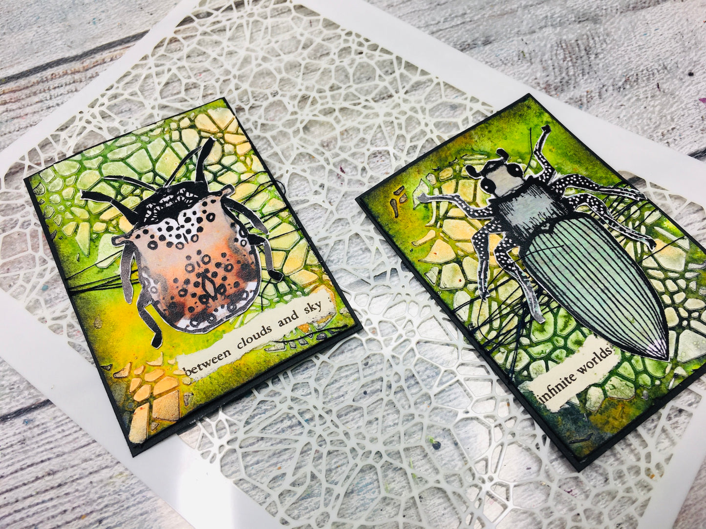 Mixed media stencil- ENTANGLED WORLD