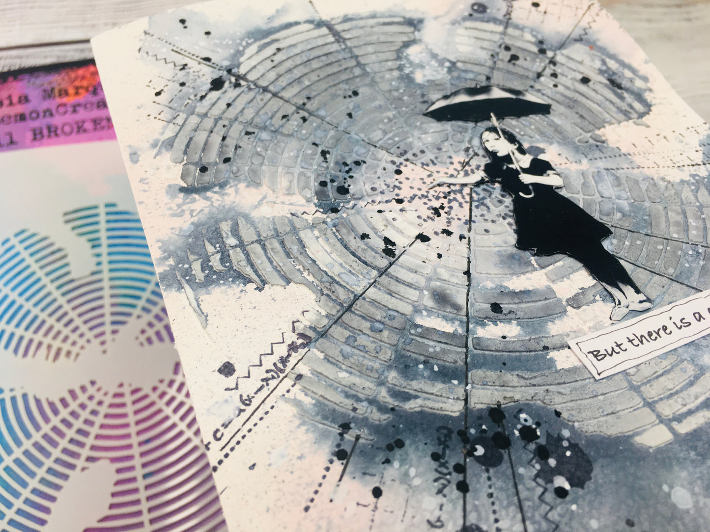 Mixed media stencil- BROKEN CIRCLE