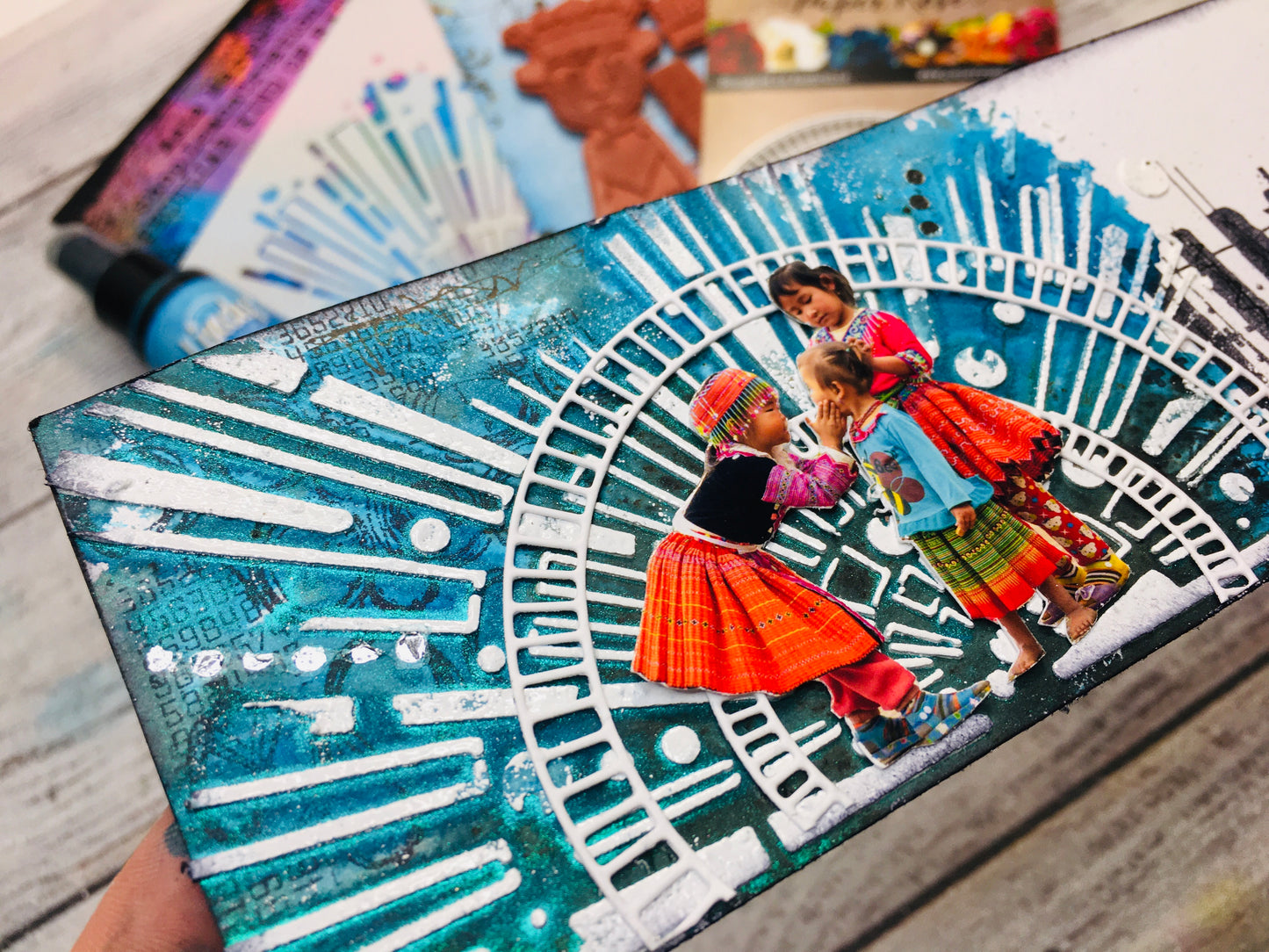 Mixed media stencil- PECULIAR KIND OF RAINBOW