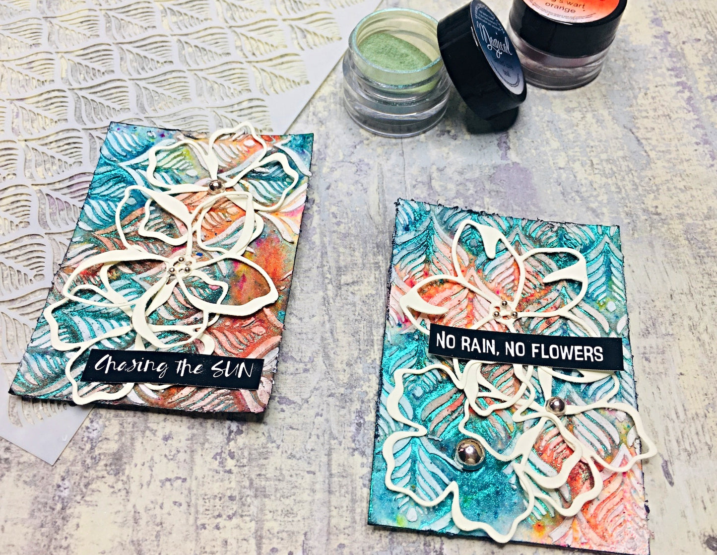 Mixed media stencil- SPRING BLOOMING